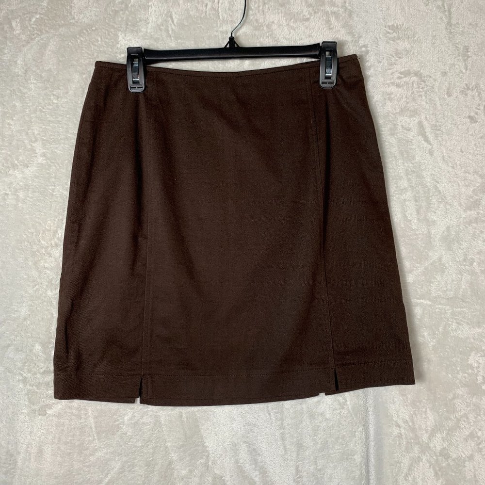 AT Womens Skirt Denim Size 10  Brown Straight Pencil  Zip Side Casual
